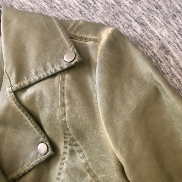 Max Studio Olive Faux Leather Moto Style Jacket - Picture 12 of 12